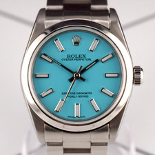 Rolex Oyster Perpetual 31mm Stainless Steel Baby Blue Dial Watch Ref 77080 11