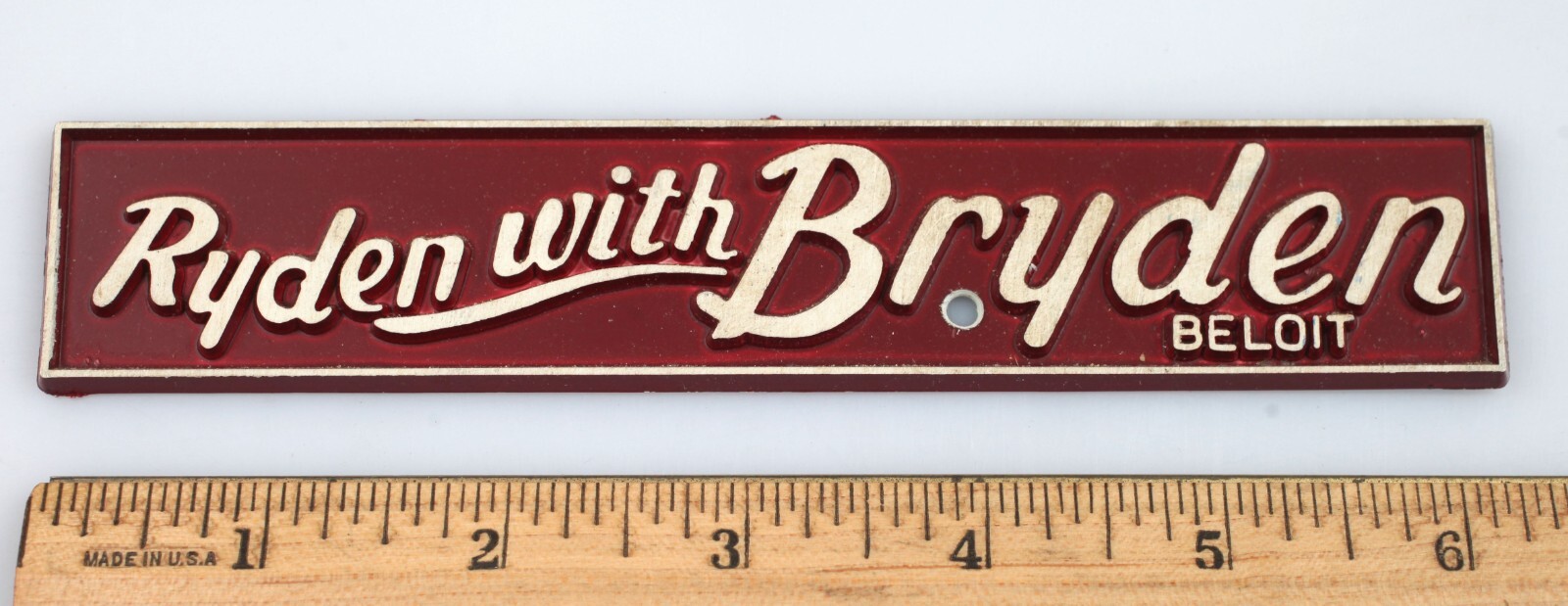 Vintage Plastic Car Dealer Emblem Tag Ryden With Bryden Beloit WI eBay