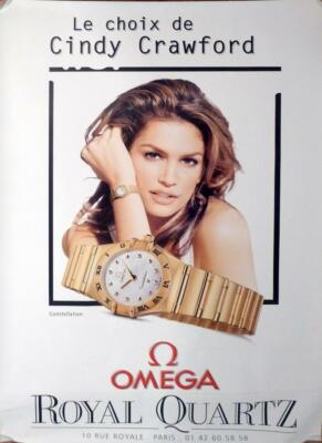 CINDY CRAWFORD / OMEGA UHR - ORIGINAL GROSSES ROLLPOSTER
