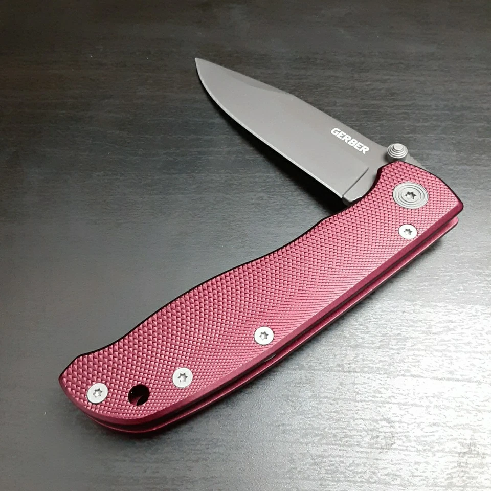 Gerber Air Ranger Pocket Knife Red Aluminum Handle straight Edge Blade New - Image 3 of 4