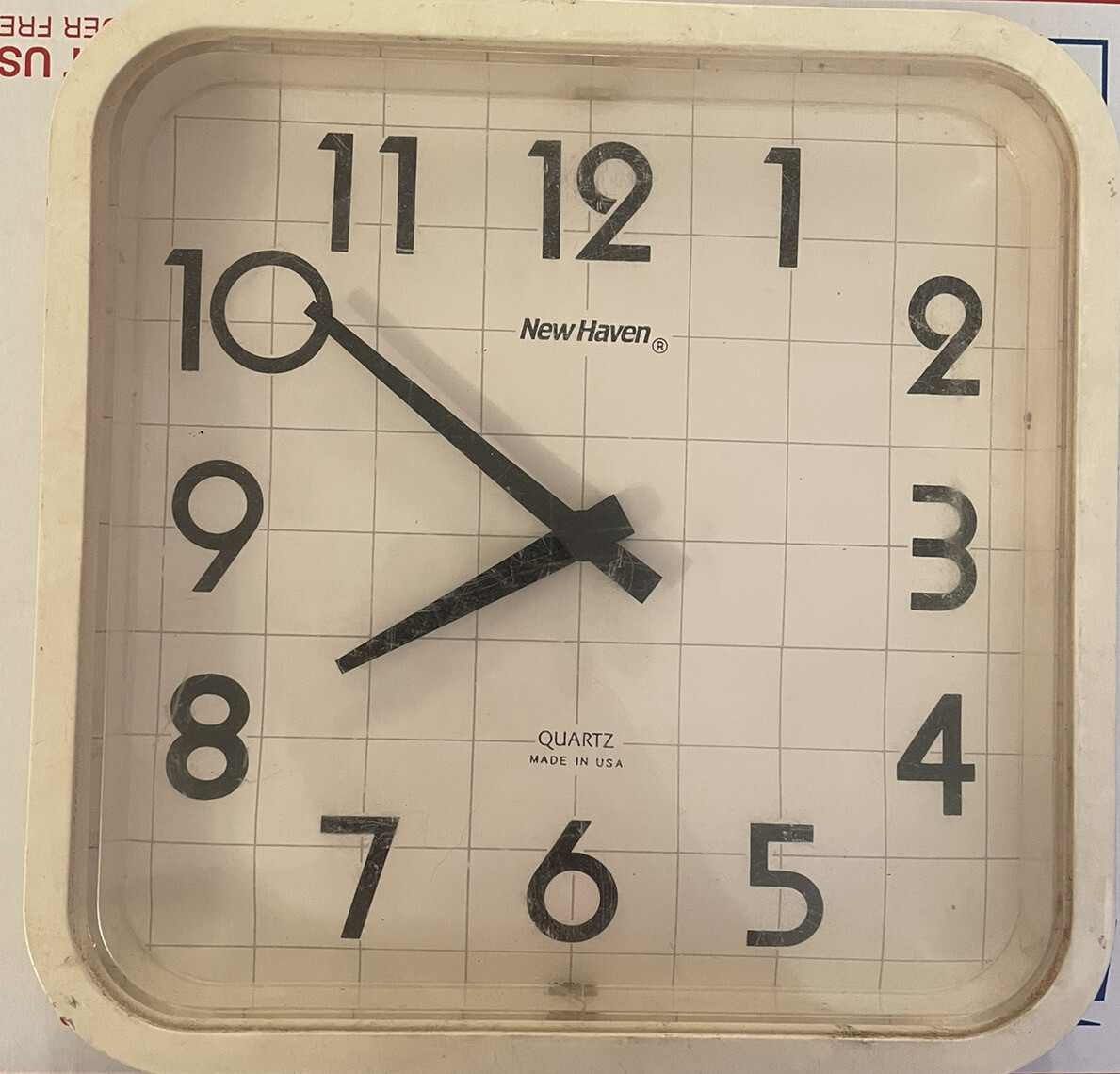 Vintage New Haven Clock Square Plastic USA Made Rare Old Works