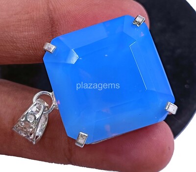 Natural Blue Welo Opal 116 Ct EGL Emerald Cut Stone 925 Silver Pendant Gems 4NUL