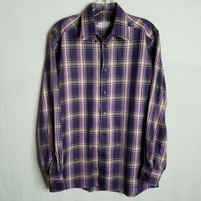 Eton Contemporary Fit Mens Plaid Button Front L/S Shirt Size Medium 15 3/4