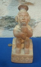 V63 Superbe Vase Polychrome Mochica Perou Personnage Anse Etrier