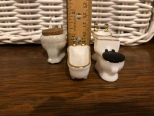 Vtg Porcelian Doll Furniture White Bathroom Toilet Tub Sink Dollhouse Miniature