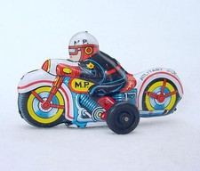 Modern Toys Japan MP MILITARY POLICE MOTORCYCLE 9cm Tin Friction Toy NM 68 RARE 