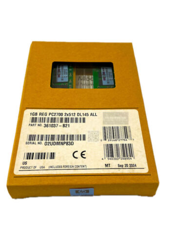 361037-B21 I GENUINO Nuevo Sellado HP 1 GB DDR SDRAM Módulo de Memoria 1 GB 2 x 512 MB - Imagen 1 de 3