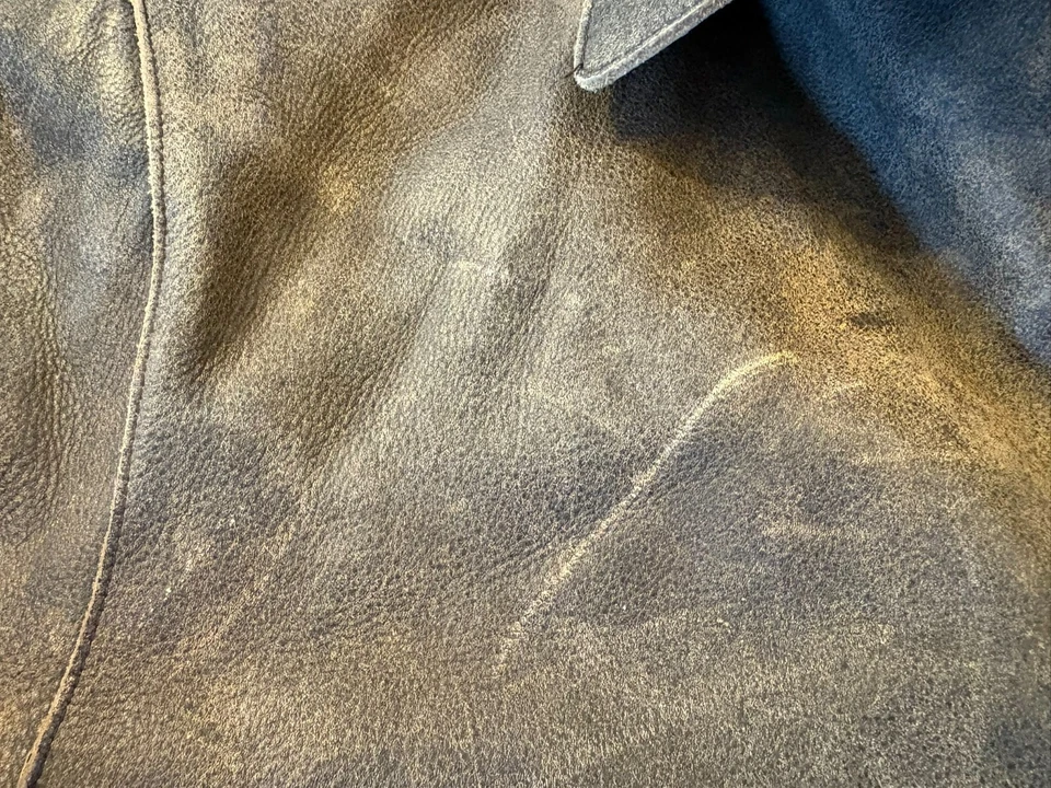 Chaqueta de cuero envejecido marrón forrada a cuadros Thinsulate de caña para hombre XL T Coat Foto 4 de 4