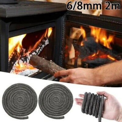 Au Poêle Feu Corde Poêle à Bois 6mm/8mm 2m Longueur Bûche Brûleur Joint de Porte - Photo 1/4