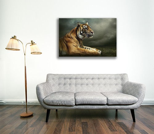 Tiger Leinwand Tier Wandbild Kunstdruck Bild 17 Galeriequalität - Bild 3 von 7