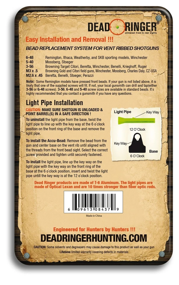 Mira de escopeta delantera universal Dead Ringer Accu Bead con luz intercambiable... Foto 3 de 4