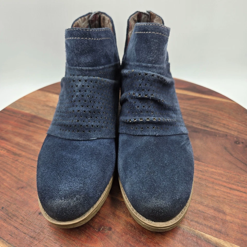 Earth Origins Botas Amanda Para Mujer 11M Azul Gamuza Cómodas Cremallera Botines al Tobillo Foto 3 de 4