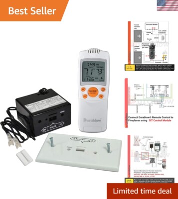 On/Off Gas Fireplace Remote with Thermostat Control & 9-Hour Timer Functionality