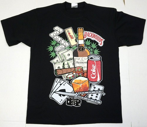 BACKWOODS T-shirt Marijuana Blunt Roll Up Wrap Money $ Gambling Tee Men's New