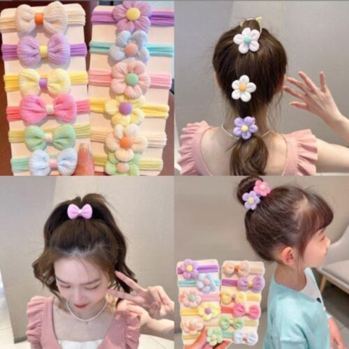 3pcs Cloth Cute Girls Flower Hair Ties Headwear Pigtails Hair Rope - Picture 1 of 8