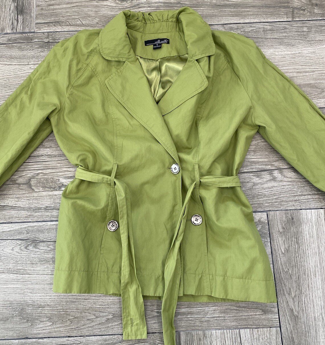 Willie Smith lined Green Button Front  jacket bla… - image 1