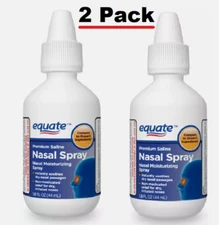 (Pack of 2) Equate Premium Saline Nasal Moisturizing Spray, 1.5 fl oz