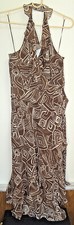 VINTAGE WOMEN'S LIZ CLAIBORNE SPAGHETTI STRAP LINED HALTER DRESS SIZE 6 BROWN 