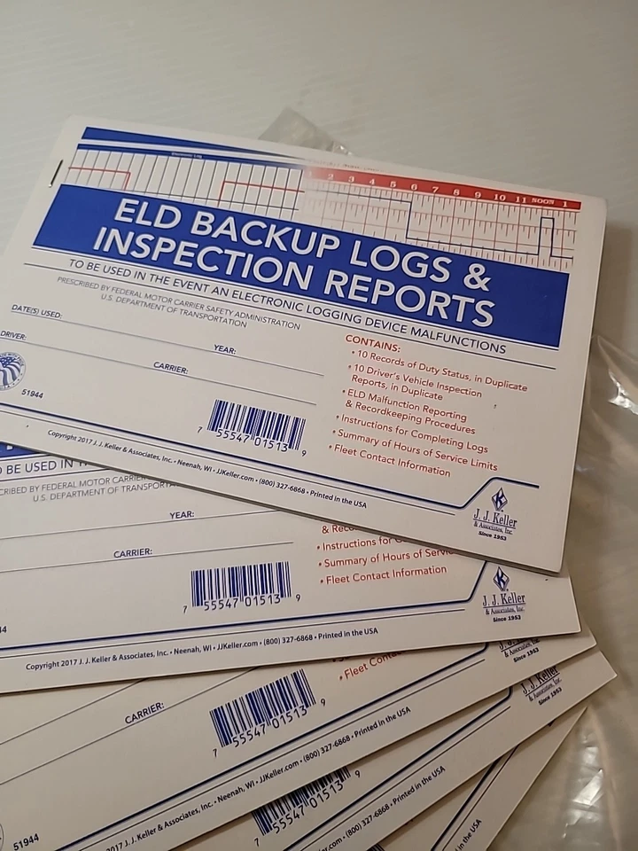 5x JJ Keller 51944 ELD Backup Log Book with Detailed DVIR with Recap - Image 2 of 2
