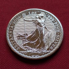 2026 1oz Silver Britannia .999 Bullion Coin, King Charles III - Royal Mint 101.58 per troy oz