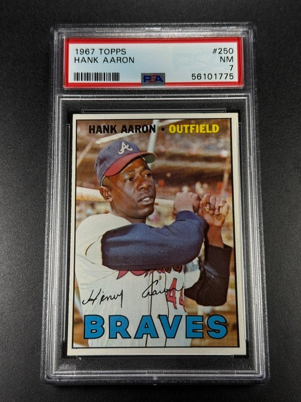 HANK AARON 1967 TOPPS #250 VINTAGE CARD NEAR MINT PSA 7 ATLANTA BRAVES MLB HOF