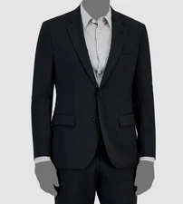 Hugo Boss Men's Black Wool Solid Modern Two-Button Karl Jacket Suit Sz 40S.