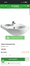 Image of Victorian Plumbing 450mm Wall Mounted Basin White 1 Tap Hole HLD053