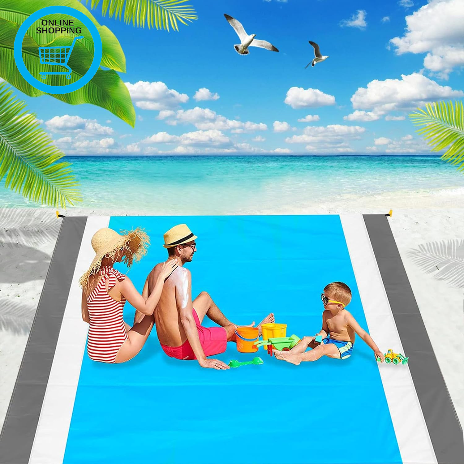 Beach Blanket Mat Waterproof,Large Picnic Blanket 210X200Cm Sandproof Picnic Bea