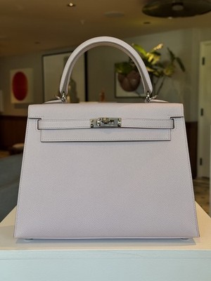 Hermes Kelly 25 Mauve Pale Epsom with Palladium Hardware