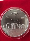 UFO over STONEHENGE  1 ozt .999 Fine Silver Round BU