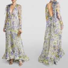 Zimmermann Natura Floral Semisheer Long Sleeve Silk maxi dress size AU 1 /Med