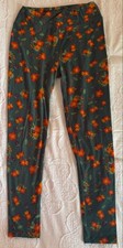 Women's Lularoe Floral Leggings Green/Orange One Size