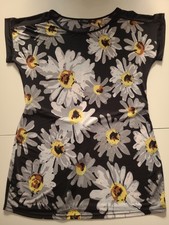 Black daisy print tunic dress Klass UK 12 floral summer top with tie waist