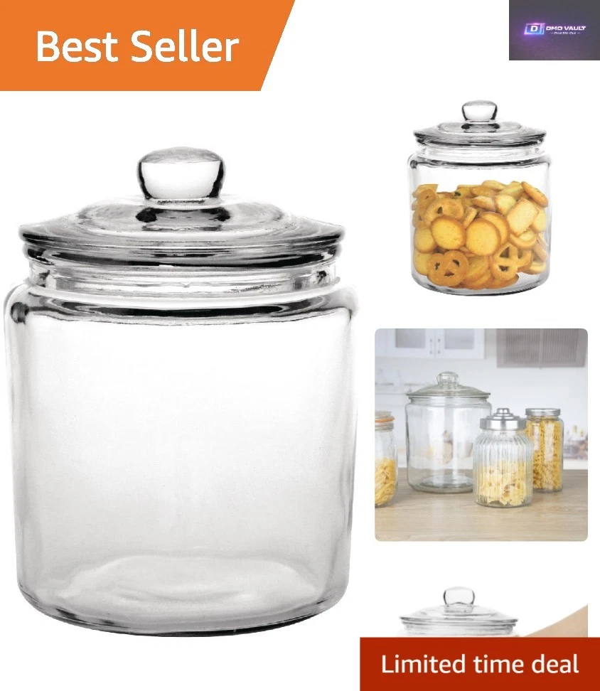 Elegant 3.9L Vintage Glass Biscotti Cookie Jar with Lid for Stylish Storage