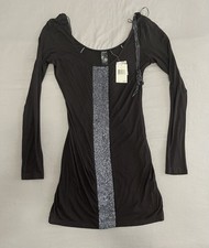 GUESS Los Angeles Bodycon Cocktail Dress Size L Sequin Fringe Tassel Shoulder