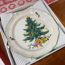 4x Mikasa Festive Season Dinner Plates | EB451, 10 7/8", Made in Japan