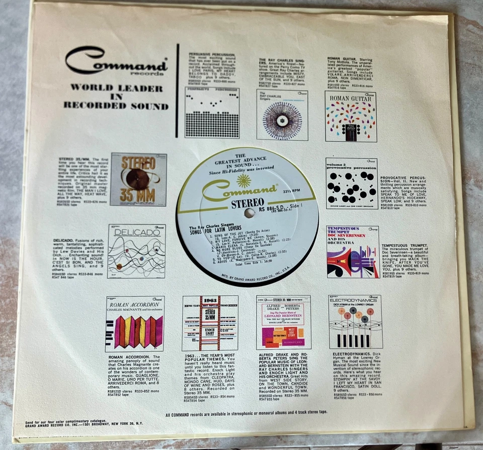 The Ray Charles Singers "Songs For Latin Lovers" 12" Vinyl LP (S VG/R VG) Foto 4 de 4