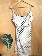 New Look size 10 dress polka dot midi maxi white cottagecore milkmaidcore boho