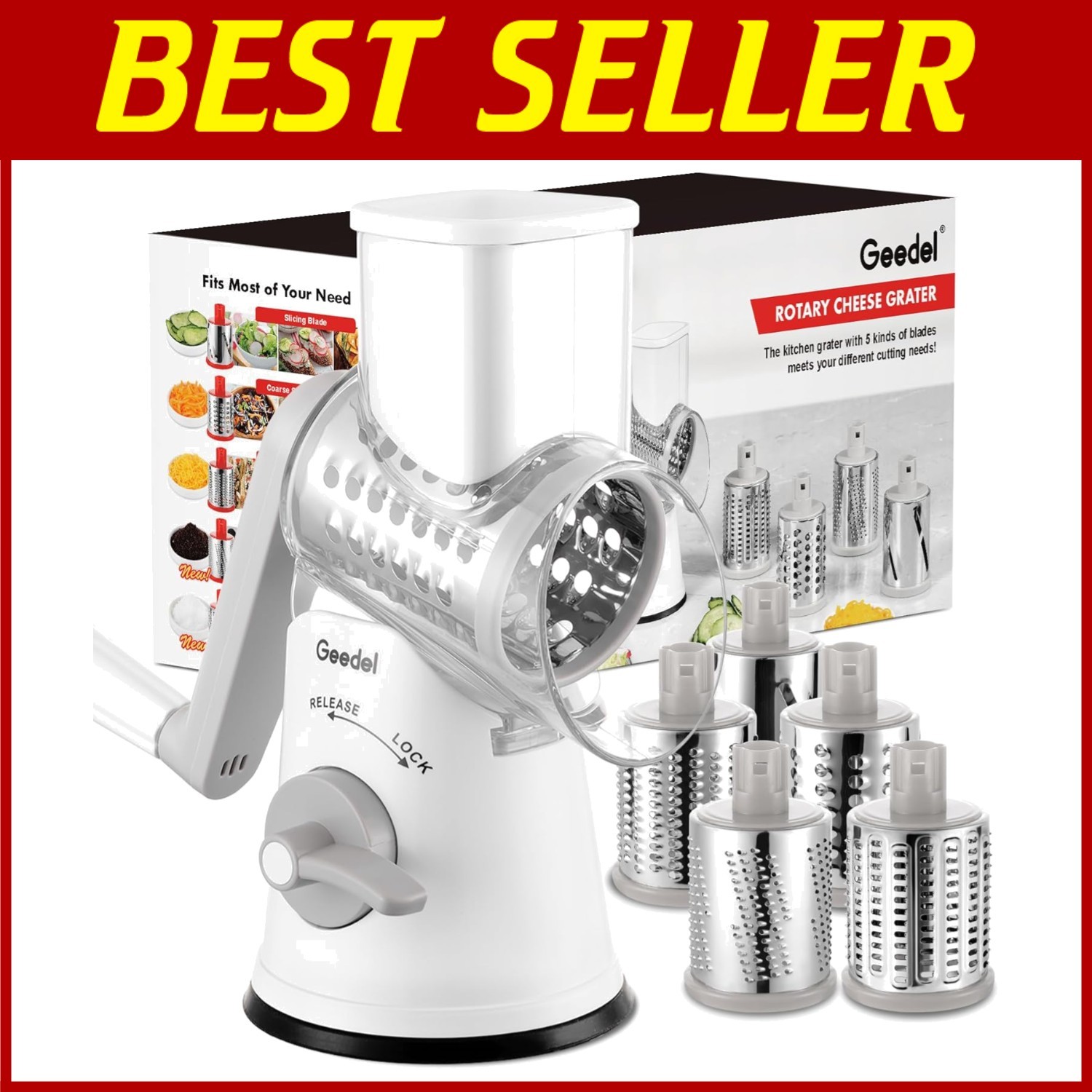 Efficient Cheese Grater with 5 Interchangeable Blades