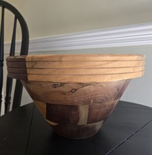Mixed wood segmented turned wooden bowl planter