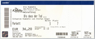 Bis dass der Tod... Ticket 2025 Stefan Vögel Frankfurt Die Komödie Theater Karte