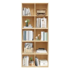 10 Cube Solid Wood Shelves, Wooden Shelf Bookcase, Floor Standing Bookshelf