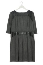 HUGO BOSS Langarmkleid Damen Kleid Gr. DE 42 hellgrau-schwarz Casual-Look
