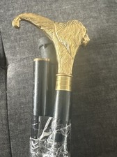 Brass Lion head Handle Vintage Designer Wooden Walking Stick Adjustable 2 Sizes