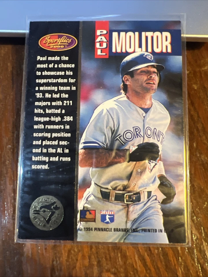 Paul Molitor 1994 Sportflics 2000 sin número especial sin usar Blue Jays Salón de la fama casi nuevo-como nuevo Foto 4 de 4