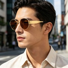 New Arrival Metal Oval Sunglasses, Trendy Face Slimming UV Protection Shades