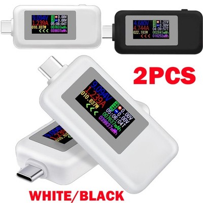 2Pc USB Type-C Power Tester Voltage Current Capacity Meter Multimeter 4-30V 5A
