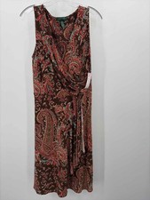Ralph Lauren Brown Size Small Printed Shift Knee Length Sleeveless Dress