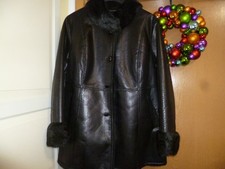 Alfredo Pauly Jacke Kunstleder Mantel Jacke Lang Kunstpelz fake fur Gr 46 NEU