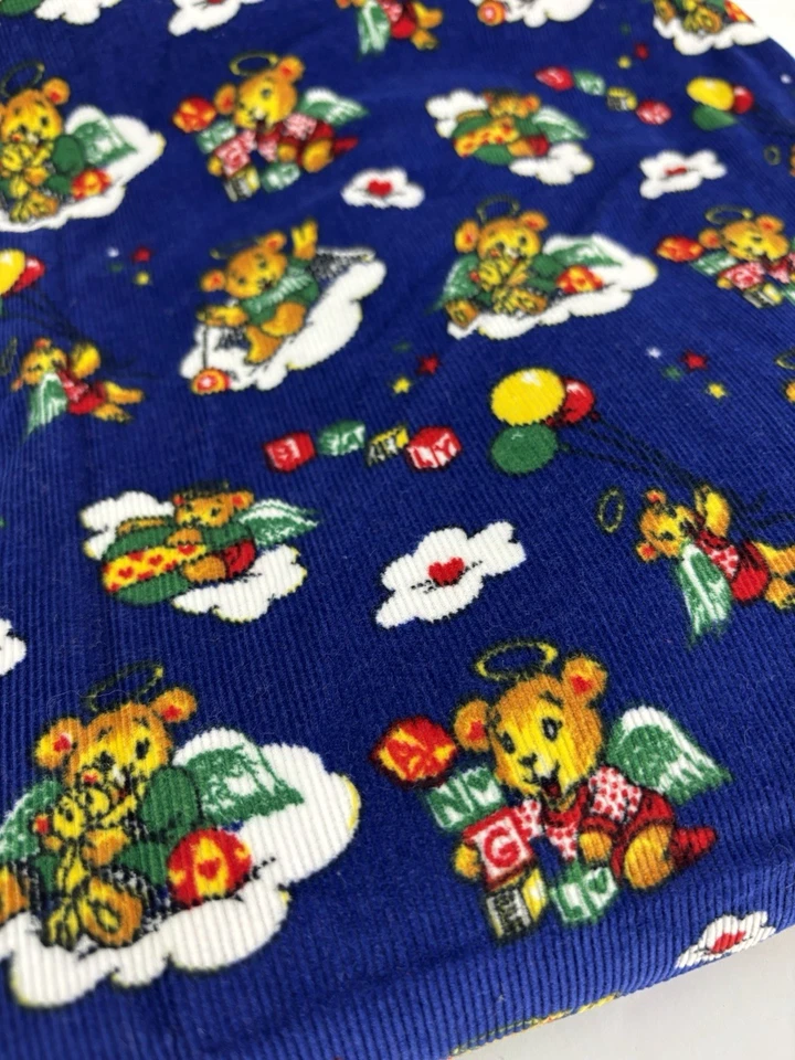Vintage Teddy Bear Angels On Clouds Corduroy Fabric 2.3 Yards Baby Room Blanket - Image 2 of 4